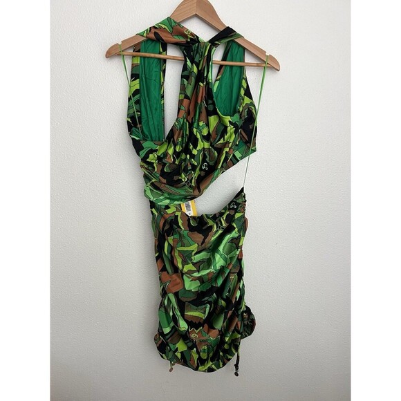DUNDAS Gala Ruched One Shoulder Cutout Jersey dress Jungle Camo IT 46 US 10 - Picture 15 of 16
